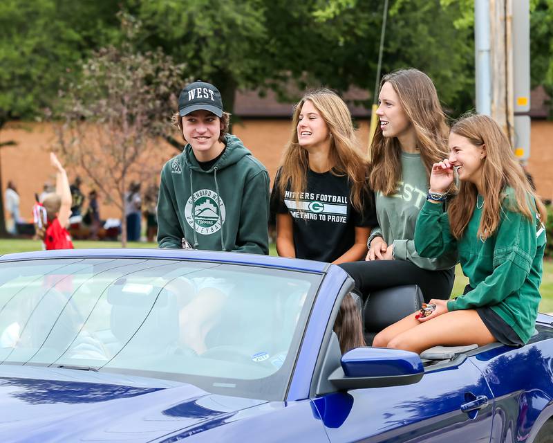 The Glenbard West student council ride in the Glenbard West Homecoming Parade.  Sept 16, 2023