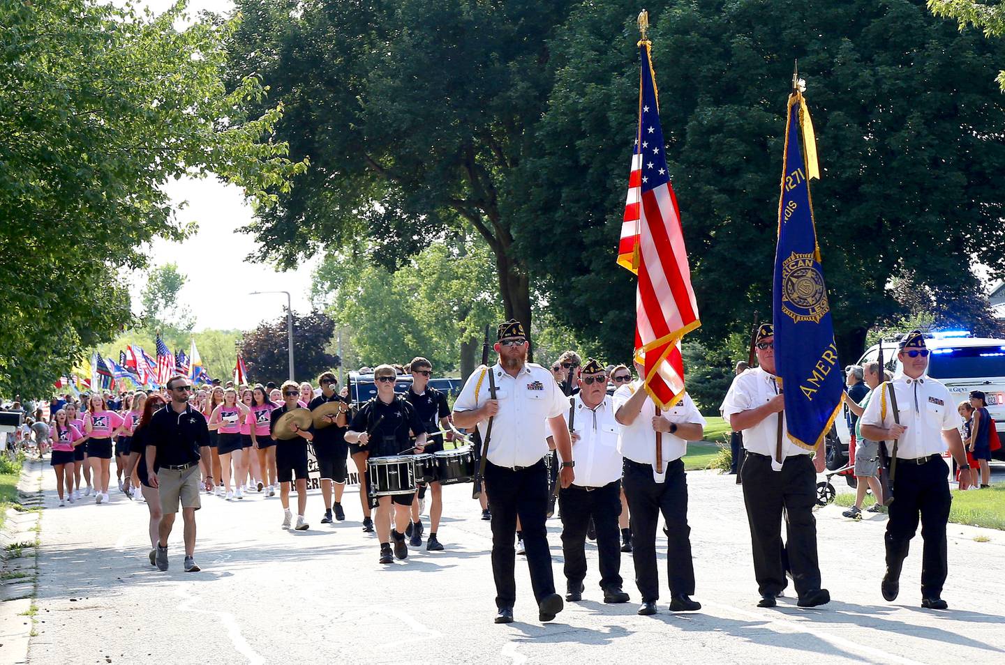 The Sugar Grove American Legion Post 1271 leads off the 2024 Sugar Grove Corn Boil Parade on Friday, July 26, 2024.