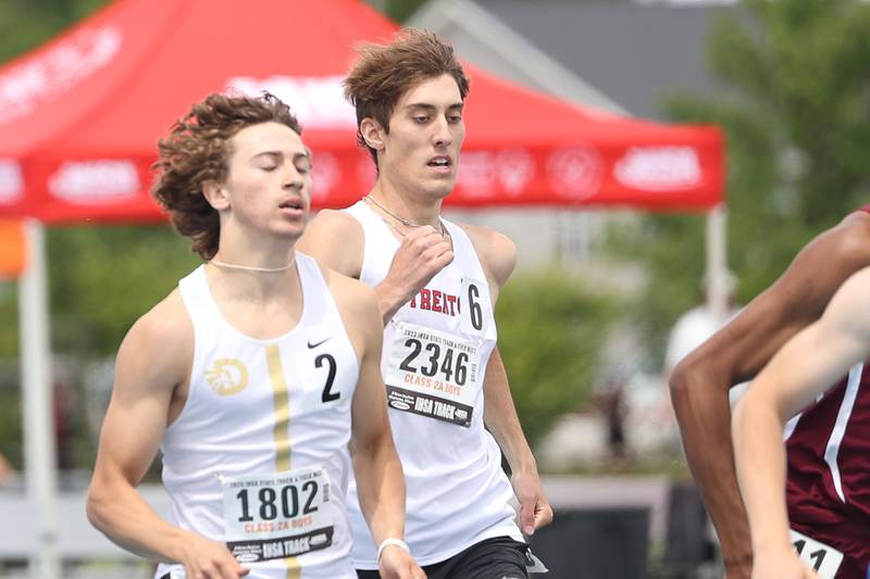 Streator’s Kody Danko (2346) competes in the Class 2A 800-meter run at the IHSA State Meet on Saturday, May 27, 2023, in Charleston.