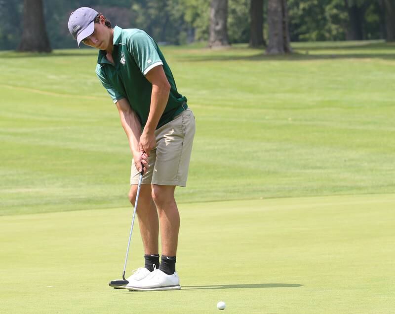 St. Bede's Ryan Slingsby competes in the Streator Bulldog Invitational boys golf meet on Monday, Aug. 21, 2023 at Eastwood Golf Course in Streator.