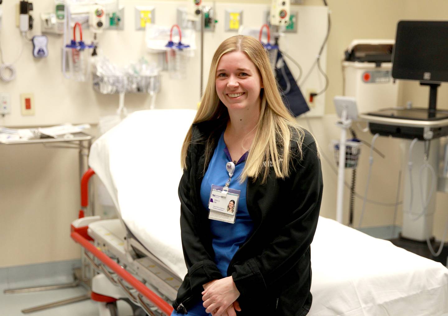 Registered Nurse Allie Spontak works in the emergency room at Northwestern Medicine Delnor Hospital in Geneva.