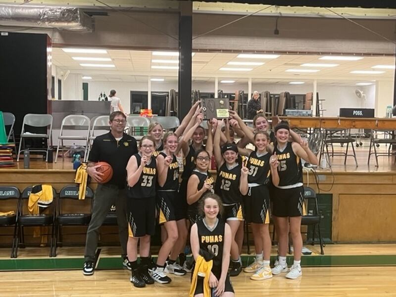The Putnam County 7th Grade Girls basketball team captured the Regional Championship, defeating Spring Vally JFK 30-15. The Lady Pumas advance to the Lexington Sectional championship on Wednesday, Nov. 30 at 6 p.m. Team members are Kami Nauman, Mady Magnuson, Piper Terando, Ariel Dorado, Meghan Wiley, Sofia Borri, Aurora Bickerman, Kennedy Holocker, Hannah Heiberger, Tula Rue and Finley Rue. They are coached by Nick Heuser.