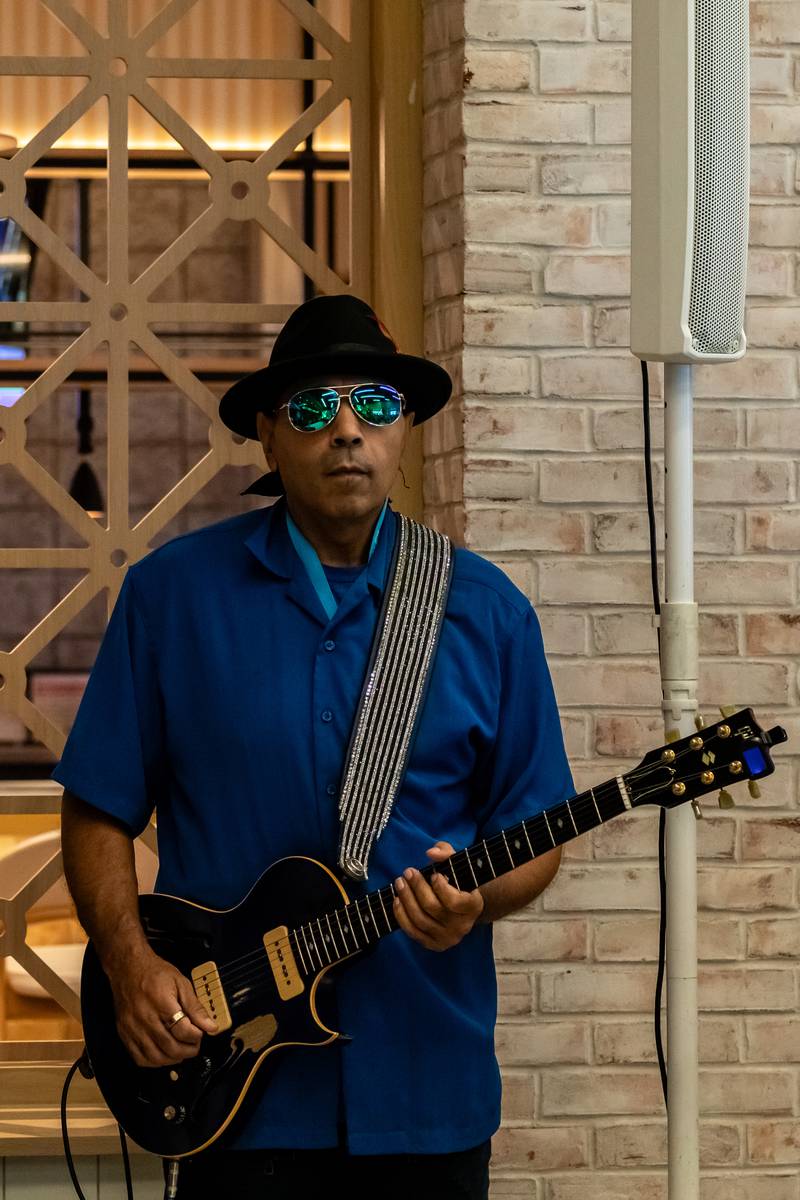 Chicago blues guitarist, Wayne Baker Brooks, performs the National Anthem during Hollywood Casino Joliet's Grand Opening Ceremony on Aug. 11, 2025.