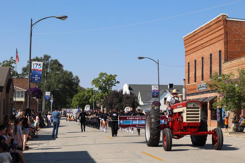 The Grand Pumpkin Parade reaches downtown St. Anne along Station Street during the St. Anne Pumpkin Festival on Saturday, Oct. 4, 2025.