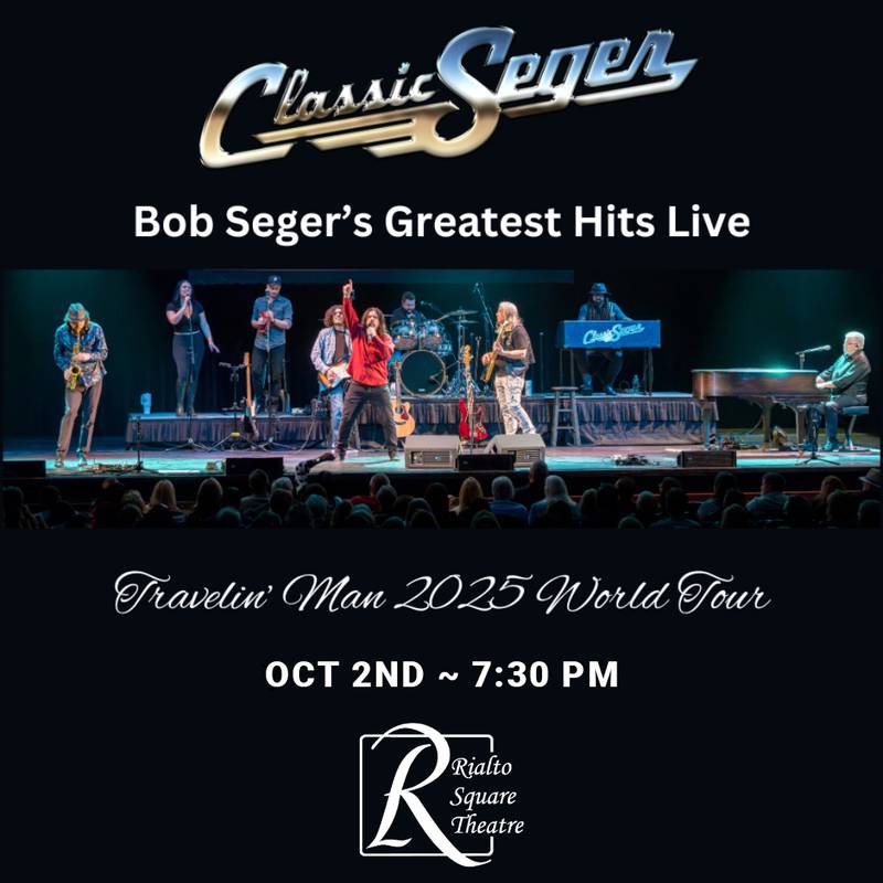 Classic Seger is bringing the legendary sounds of Bob Seger & The Silver Bullet Band to the Rialto Square Theatre in Joliet at 7:30 p.m. Thursday, Oct. 2 as part of the band’s Travelin’ Man 2025 World Tour.