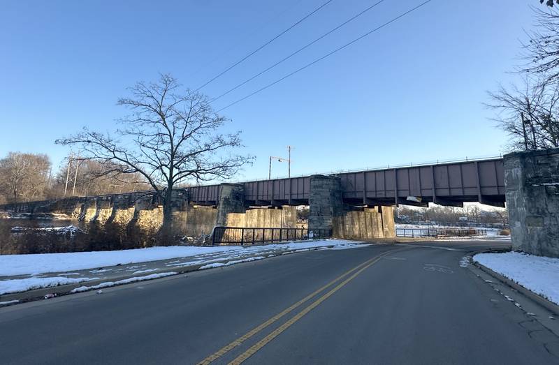 A view of the Fox River Aqueduct from Champlain Street that carries water from the Illinois and Michigan Canal above the Fox River on Monday, Nov. 27, 2023 in Ottawa. The bridge has a 12 foot clearance.