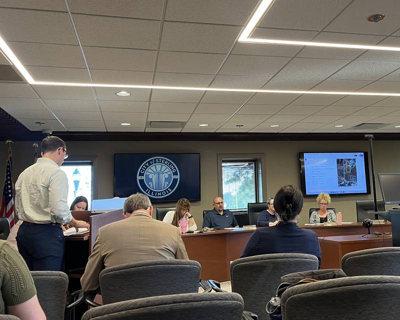 Jack Curry, business development manager, presented Sterling's planning commission with an overview of Nexamp's plans for a solar farm on a 45-acre site at the corner of West Le Fevre Road and McCue Road during its meeting on Thursday, July 18. The commission recommended that the city council reject the proposal.