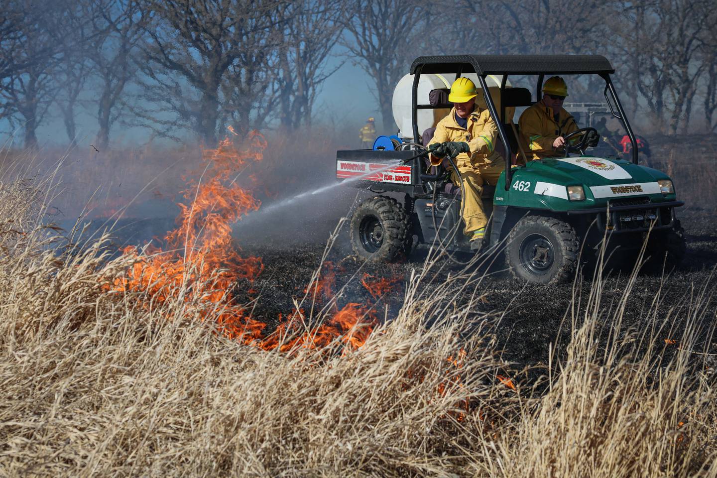 Nearly 30 acres burned in a brush fire near Marengo Monday, March 9, 2026.