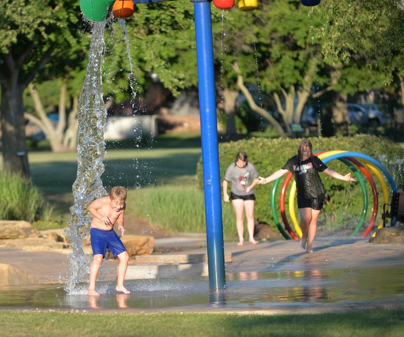 The Splash Park at Oregon Park West was getting plenty of action on Tuesday, July 1, 2025 as The 80s Hit List band played at the Oregon Park District's Concert in the Park.