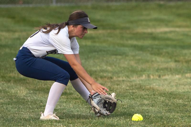 Ella Phelan (25) of Lemont fields ground ball on Tuesday, June 3, 2025 at Ottawa High School in Ottawa.