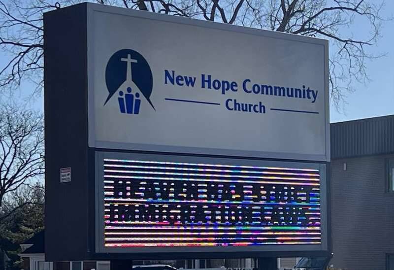 A sign outside a Palatine church reads, "Heaven has strict immigration laws. Hell has open borders."