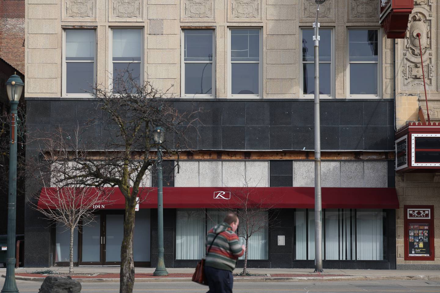 The Rialto Square Theater plans to cover the space where the old Carson’s department store awning hung with a mural.