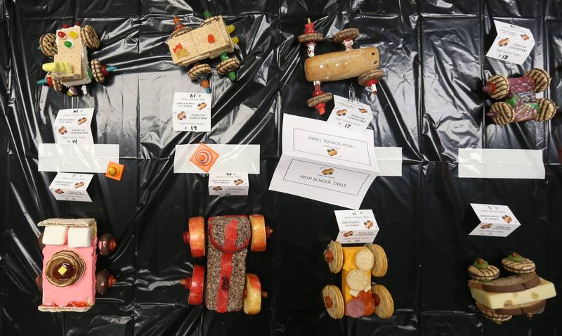 A view of some of the edible cars during the 29th annual Edible Car Contest on Wednesday, Feb. 26, 2025 in the cafeteria at Illinois Valley Community College.