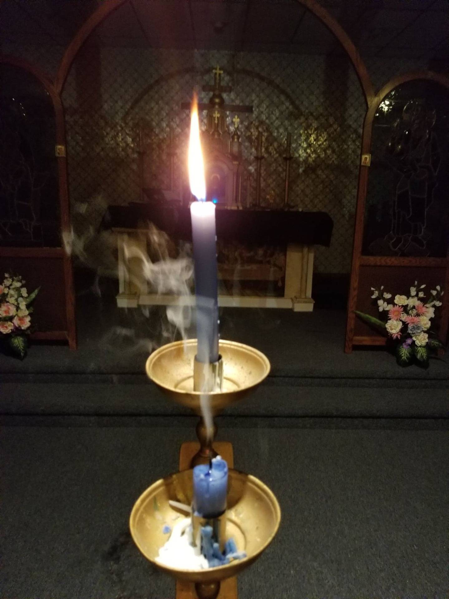 Pictured is candle from resurrection matins during a pre-pandemic year at St. Nicholas Orthodox Church in Homewood, which is under the Ukrainian Orthodox Church – Kyiv Patriarchate.