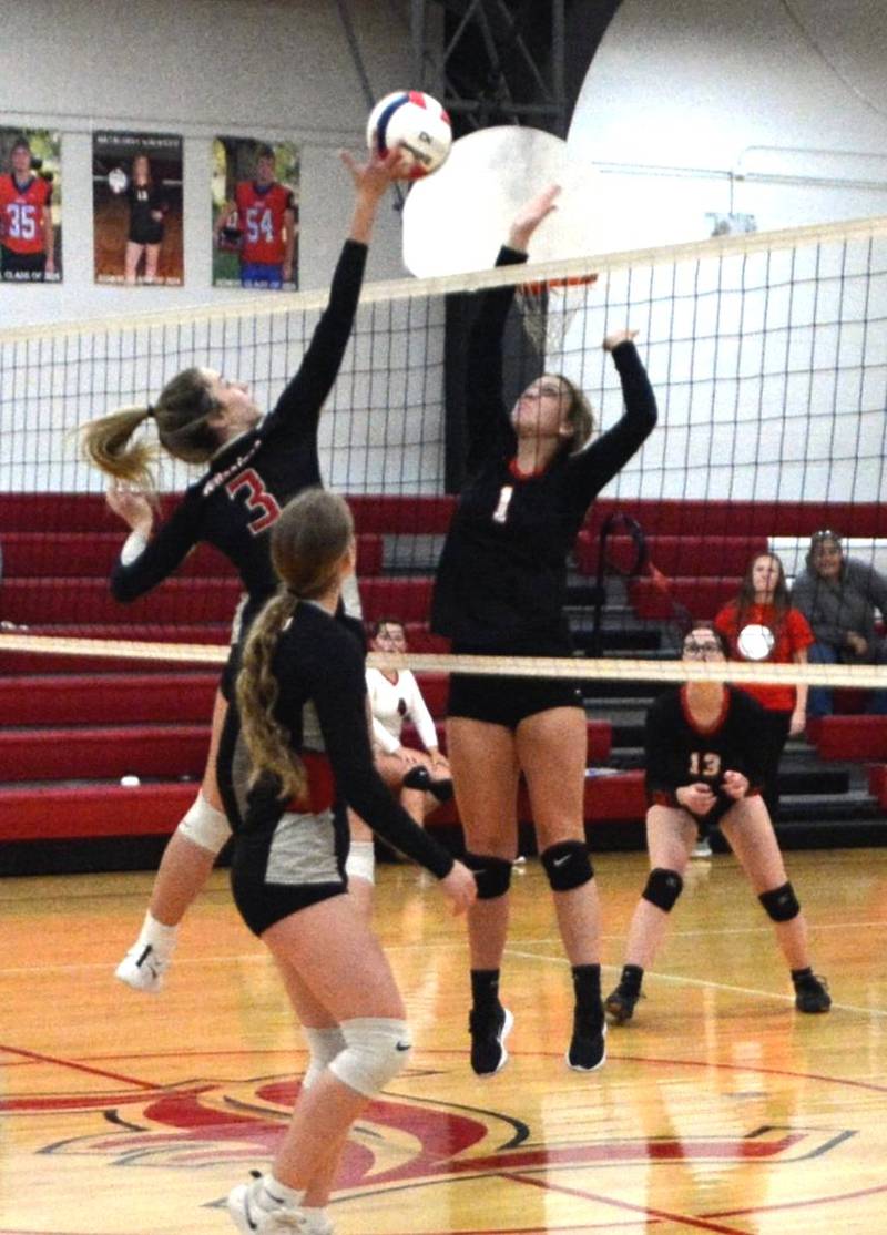 LaMoille's Grace Kelly defends the  net on Senior Night Monday. The Lions fell 2-0 to Streator Woodland.