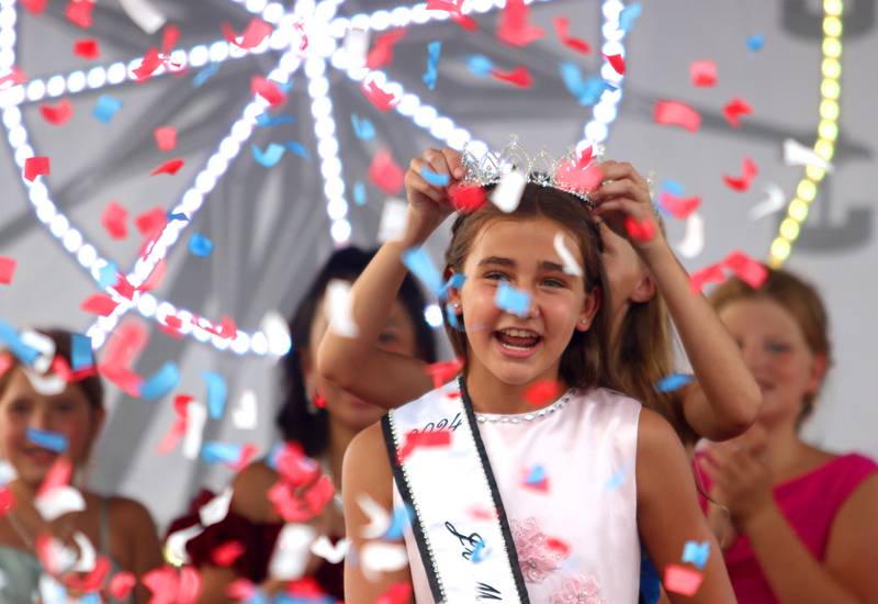 Tinley Nulle of Harvard is crowned Junior Miss McHenry County at the McHenry County Fair in Woodstock on Tuesday, July 30, 2024.