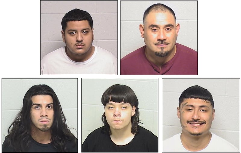 Five Lake County inmates housed in the McHenry County jail are charged in a jail fight. They include (top row from left) Javier Franco, Eduardo Garcia, (bottom row from left) Felix E. Guadarrama, Yahir A. Torrecilla and Gabriel J. Rivera.