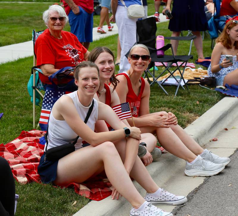 (l-r) Sue Mikrut, Ella Stockey, Kylee Stockey and Geralyn Stockey watch the Yorkville Independence Day Parade on Friday, July 4, 2025.
