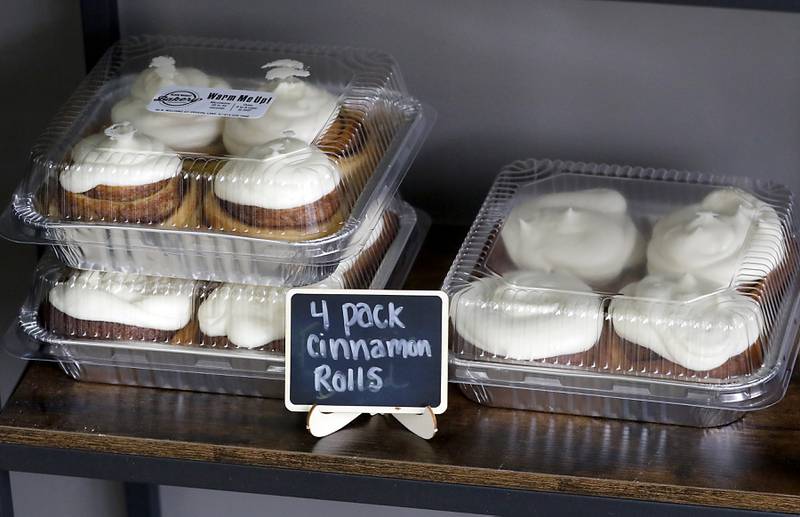 Cinnamon rolls for sale on Friday, June 27, 2025, at the recently opened Black Market Bakery in downtown Crystal Lake.