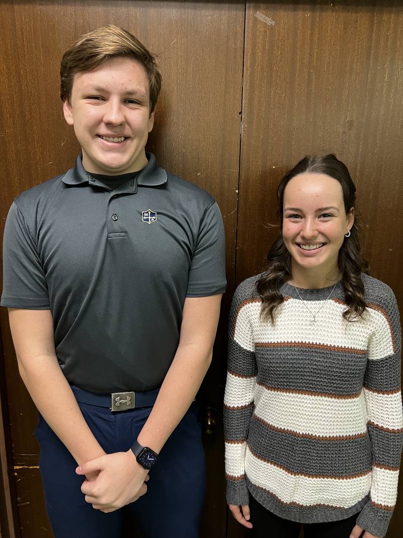 Ottawa Sunrise Rotary honored two senior students for November’s student of the month. Jacob Witthuhn of Marquette Academy and Jenna Smithmeyer of Ottawa High School were honored.