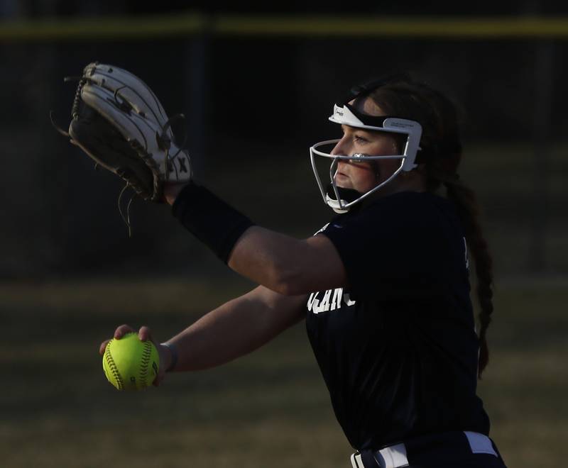 Cary-Grove’s Rebecca Weaver throws a pitch during a non-conference softball game against Richmond-Burton Tuesday, March 21, 2023, at Cary-Grove High School.