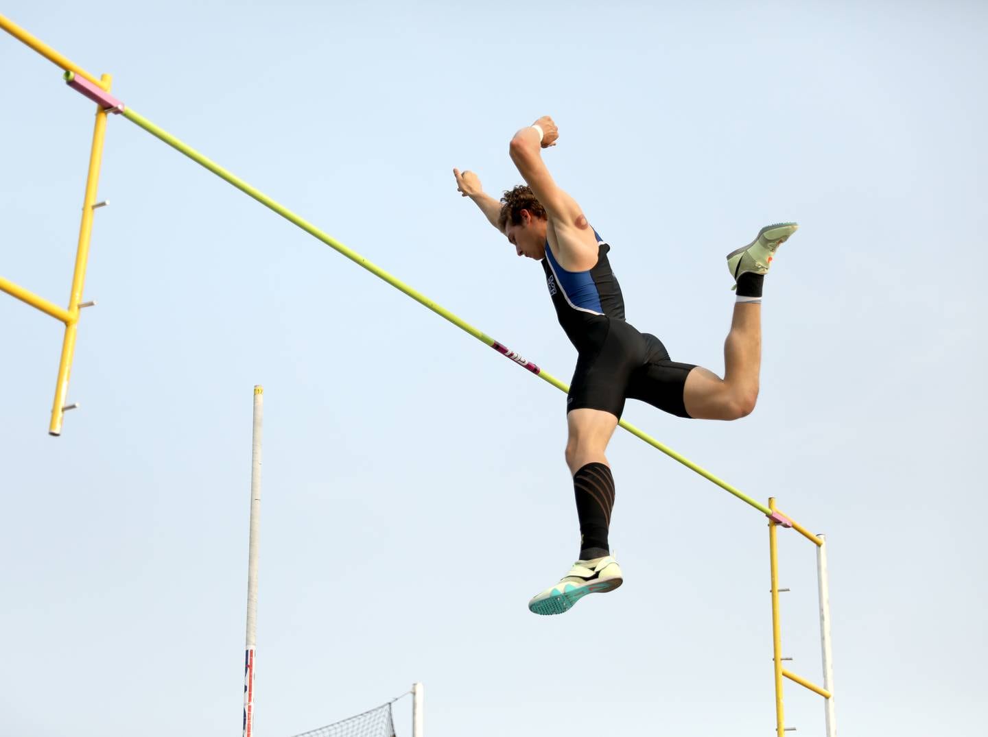 St. Charles North’s Nathan McLoughlin competes in the pole vault during the Class 3A Batavia track and field sectional on Thursday, May 18, 2023.