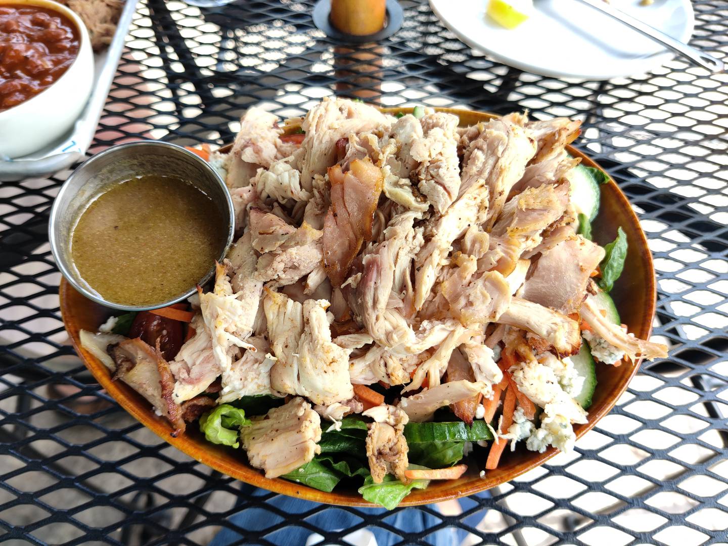 Chopped salad with pulled chicken at Nobel House in Geneva.