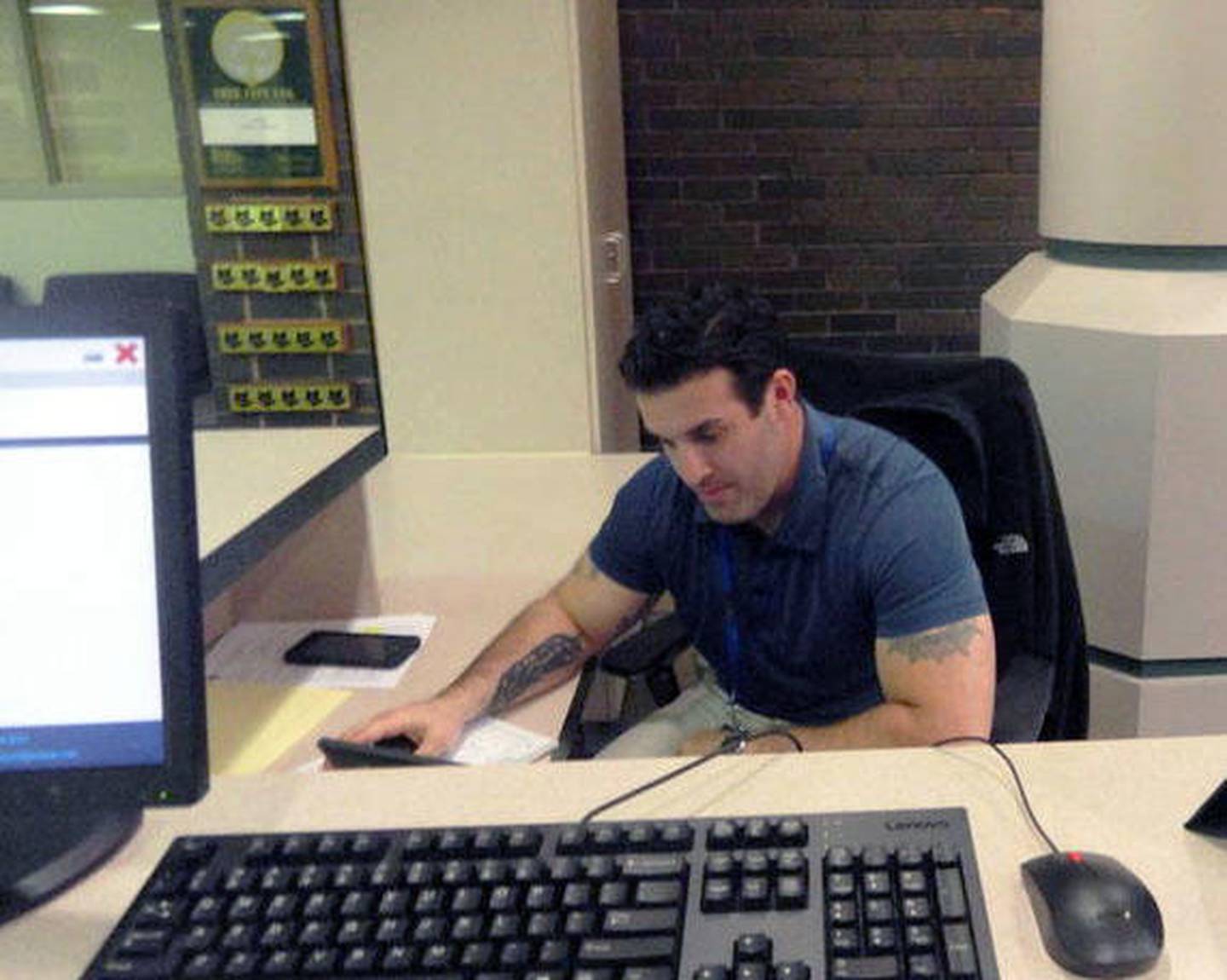 Joliet police officer Nicholas Crowley, 37, works at Joliet City Hall.