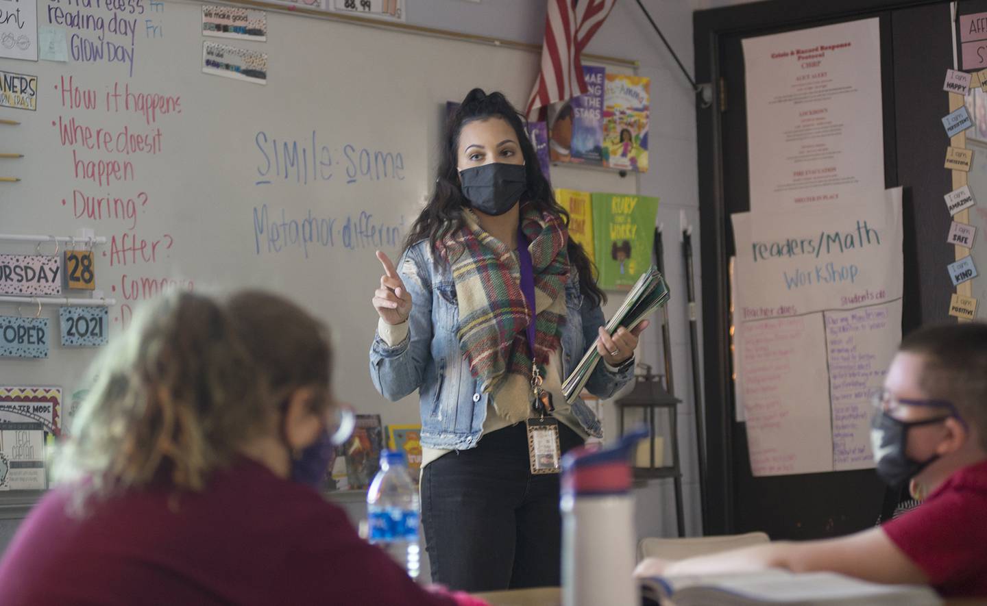 Madison school teacher Alicia McPhillips leads her class Thursday, Oct. 28, 2021 in Dixon.