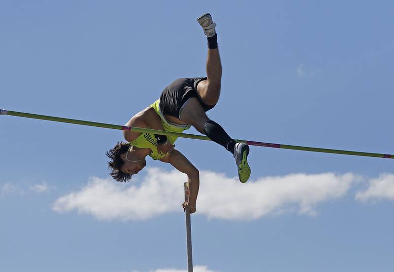 Johnsburg's Jared Lopez competes in the pole vault during the IHSA Class 2A Richmond-Burton Sectional Boys Track and Field Meet on Wednesday, May 20, 2026, at Richmond-Burton High School.