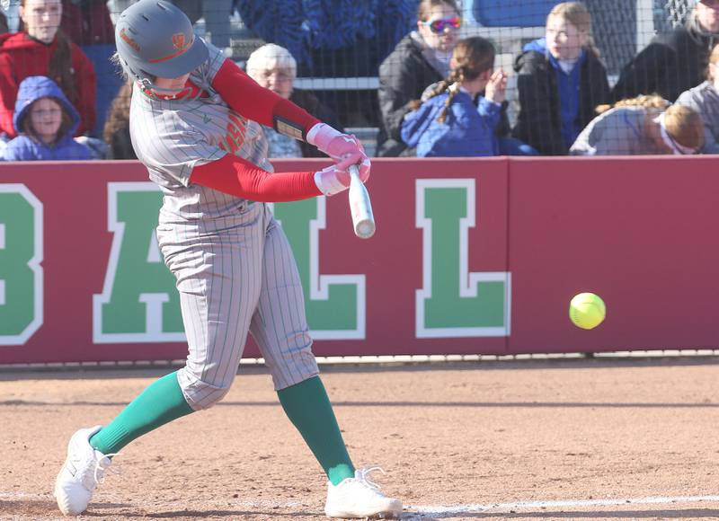 L-P's Taylor Vescogni gets a hit against Princeton on Tuesday, March 25, 2025 at the L-P Athletic Complex in La Salle.