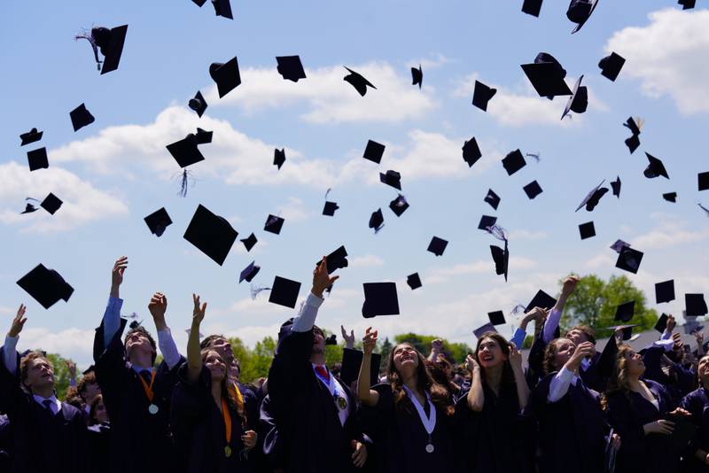 Members of the Cary-Grove High School class of 2026 celebrate their commencement on May 16, 2026.