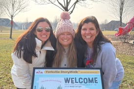 Follow the story walk red ribbons in Yorkville for chance to win raffle