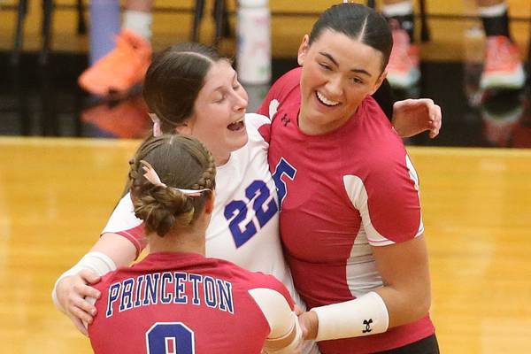 Photos:  Princeton volleyball defeats Hall in three-set thriller on Pink Night