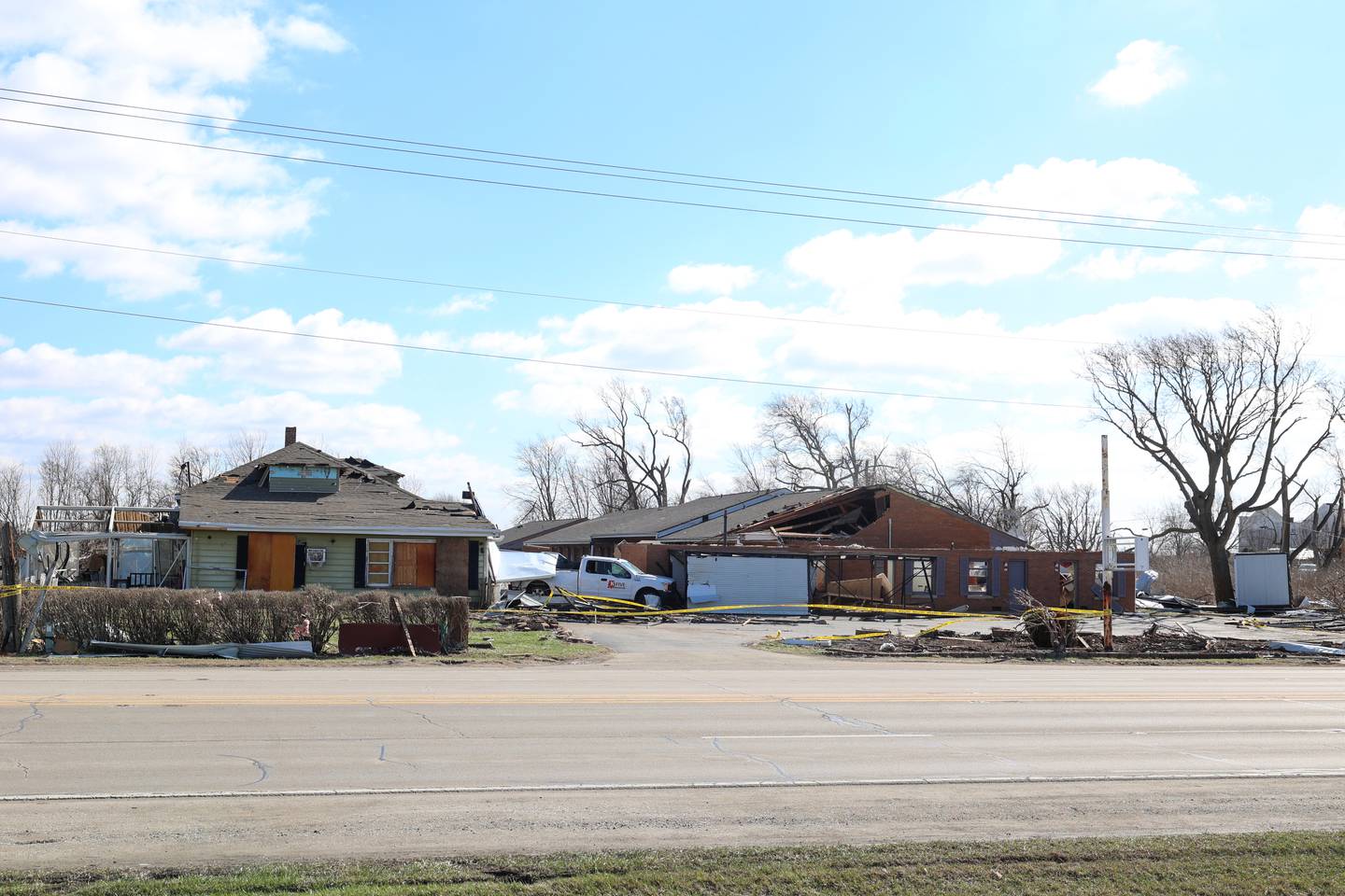 Significant damage is seen at Fairview Courts Motel along South Schuyler Avenue in Kankakee on March 13, 2026, following the March 10 tornado that caused widespread destruction in Kankakee County.