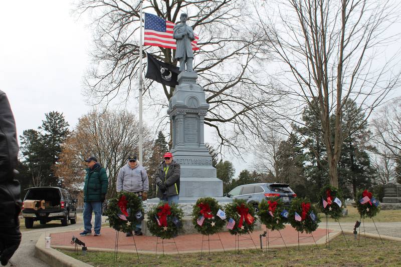 Wreaths representing the various branches of the U.S. military are displayed at Union Cemetery in Crystal Lake during the Wreaths Across America ceremony.