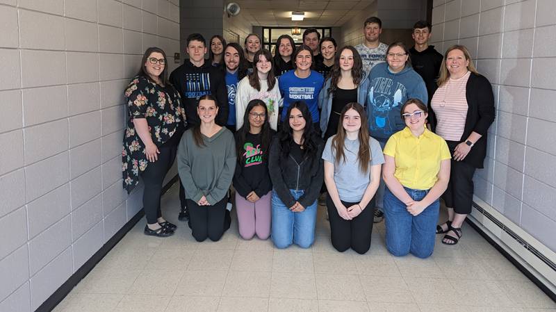 Princeton High School's Spanish IV and German IV students, taught by Kelsey Sarver and Candice Fetzer, were recognized through the Illinois State Seal of Biliteracy program. They are Caitlin Meyer, Anisha Patel, Yasmin Bracamontes, Ellie Welte, Brennan Roden (middle) Kelsey Sarver, Evan Driscoll, Jacob Knickerbocker, Kylen Lewis, Olivia Giaquinto, Kelsea Mongan, Emily Smith, Candice Fetzer, (back) Morgan Bartkiewicz, Kambri Fisher, Morgan Richards, Caleb Novak, Chrissy Sierrens, Bennett Williams and Tyson Phillips.