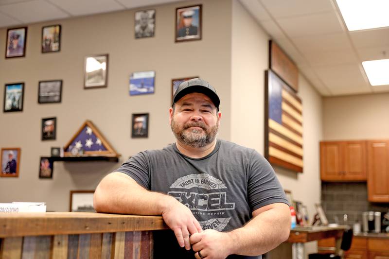 United States Marine Corps veteran Minor Mobley owns Excel Automotive Repair in St. Charles and co-founded Big Hearts Fox Valley with his wife, Jennifer.