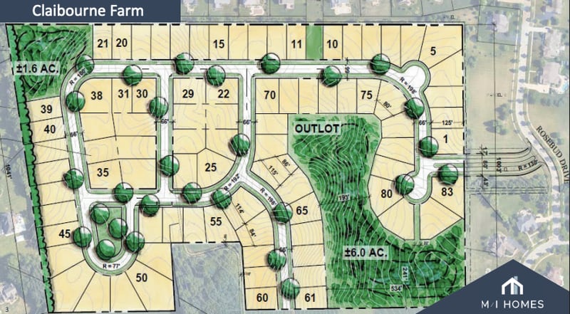 M/I Homes is proposing, 'Claibourne Farm,' 83 single-family homes on 37.9 acres of Red Gate Farm in unincorporated St. Charles Township. The developers are requesting St. Charles annex the property.