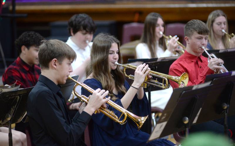 The Oregon High School Concert Band performa a Christmas selection during the Oregon Music Department's Christmas Concert on Sunday, Dec. 15, 2024 at Oregon High School.