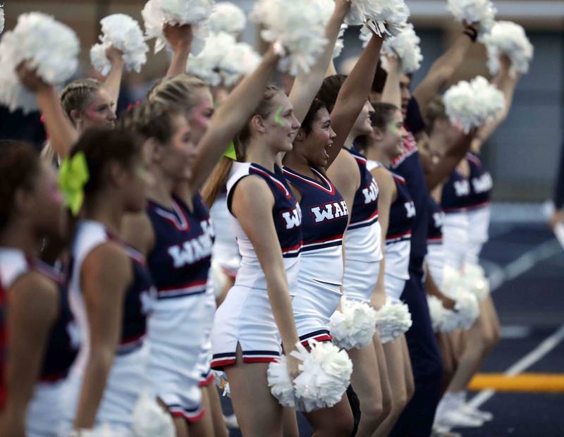 West Aurora cheerleaders get their fans riled up Thursday September 15, 2022 in Aurora.