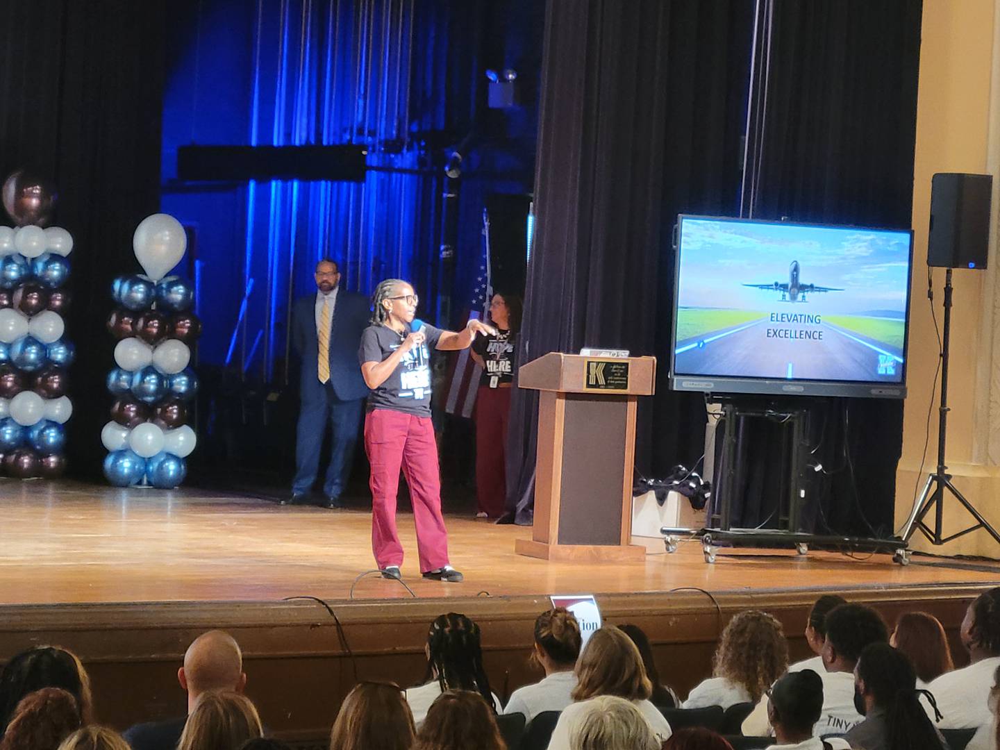 Kankakee Superintendent Teresa Lance addresses staff members Monday, Aug. 18, 2025, at a convocation welcoming them back for the 2025-26 school year.