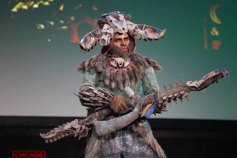 Cosplayer Ludus Cosplay, dressed as Aratak from the video game Horizon, placed 2nd in the 2023 Cosplay Central Global Crown Championship at C2E2 Chicago Comic & Entertainment Expo on Saturday, April 1, 2023 at McCormick Place in Chicago.