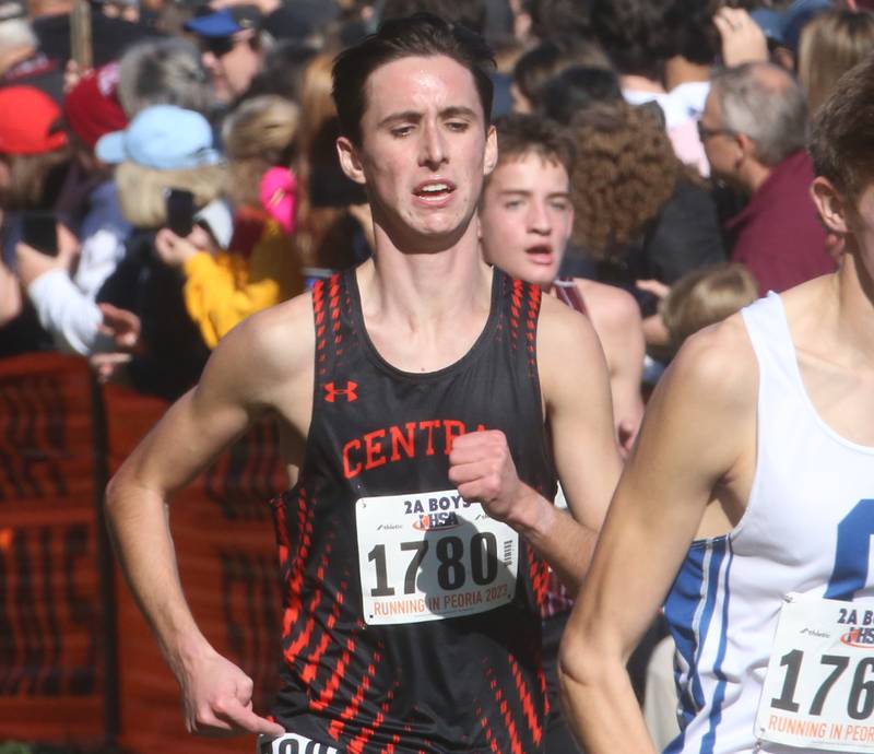 Crystal Lake Central's Aiden Shulfer competes in the Class 2A State Cross Country race on Saturday, Nov. 4, 2023 at Detweiller Park in Peoria.