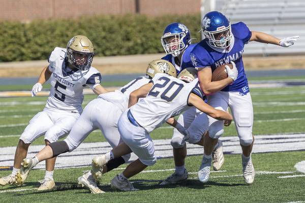 Newman’s Matthew Blackert scores on offense, defense and special teams in blowout win over Mercer County