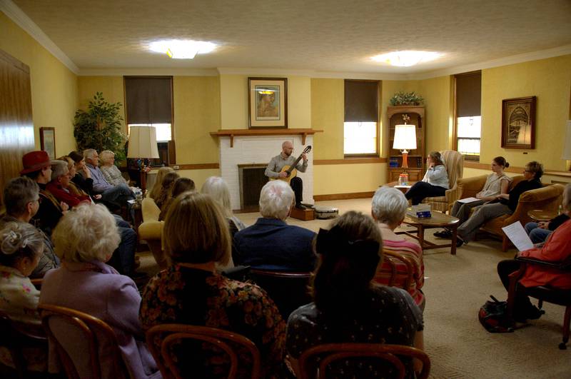 Ascher Taylor-Schroeder of Louisville, Kentucky presents a guitar set of Chilean composers on April 5, 2025, in Streator.