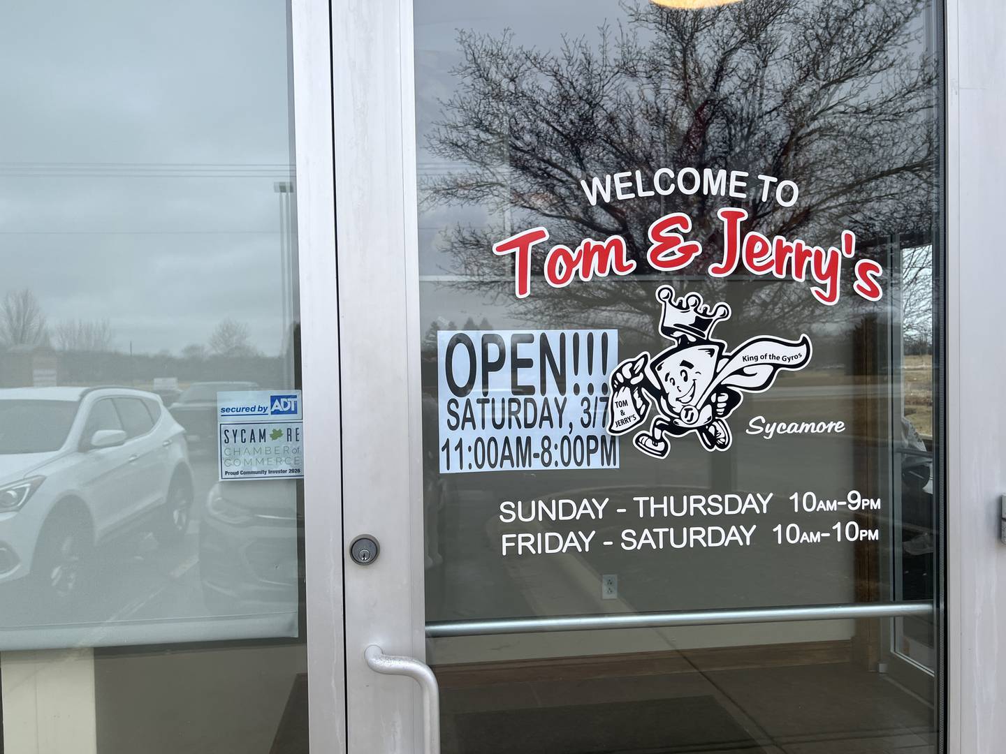 Tom & Jerry's, temporarily located at 265 W. Peace Road in Sycamore, will be open from 10 a.m. to 9 p.m. Sundays through Thursdays. On Fridays and Saturdays, the restaurant will stay open until 10 p.m., however.