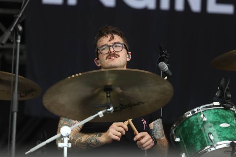 Drummer Adam Beck of Sincere Engineer, a Chicago area band, performs on the Roots stage on day one of Riot Fest. Friday, Sept. 17, 2022, in Chicago.