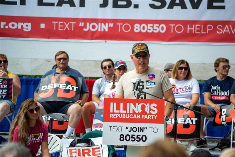 National Republican Committeeman Richard Porter speaks during Republican Day at the Illinois State Fair in 2021.