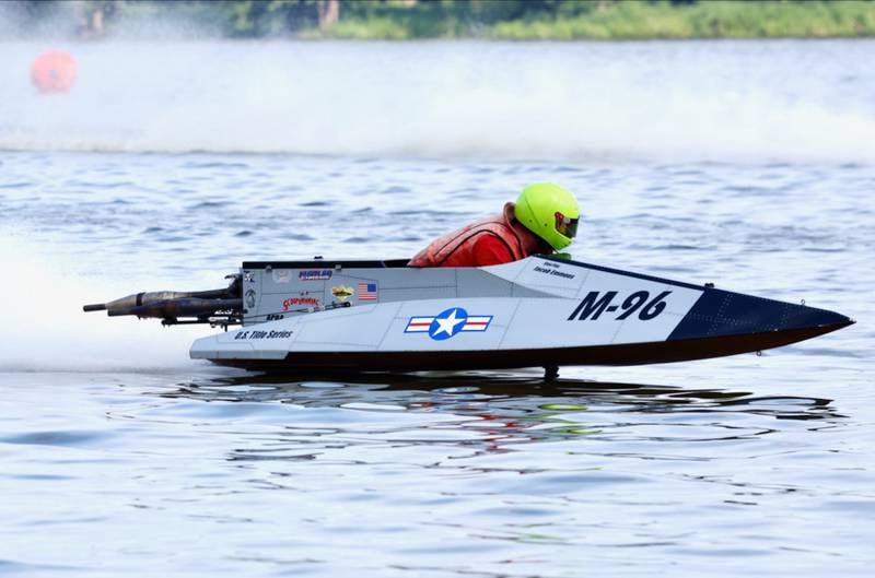 Korey Witalka of Muskegon Mich., races during the APBA Pro National Boat Races on Sunday, July 27, 2025 in DePue.